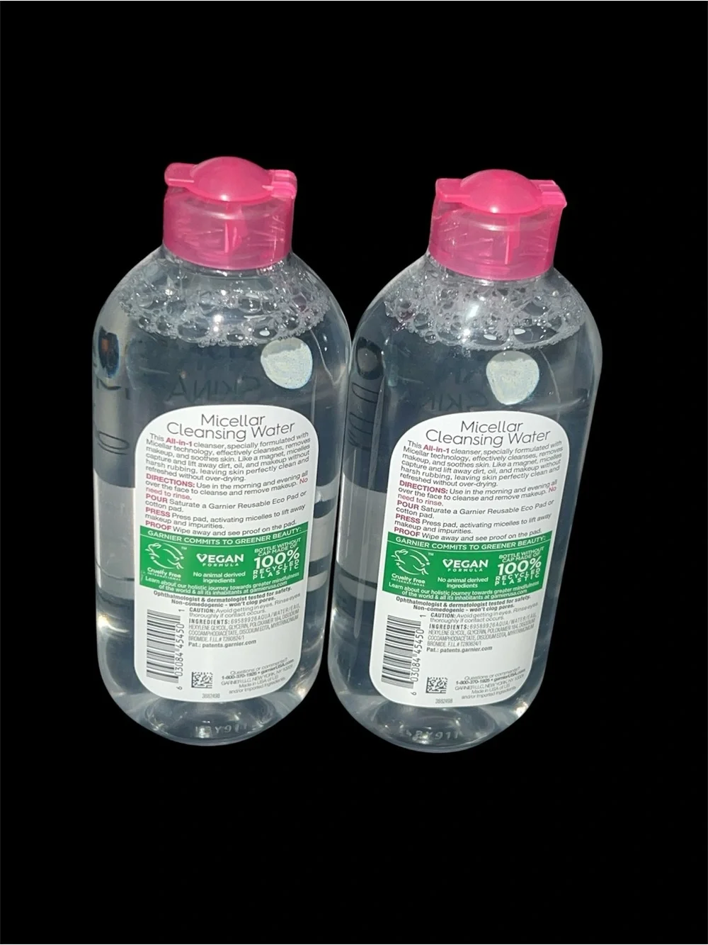 Garnier Micellar Cleansing Water Bottles with Pink Caps